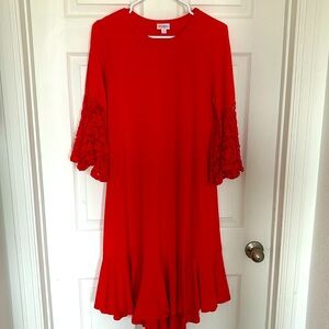 LulaRoe Maurine Dress. Red with lace